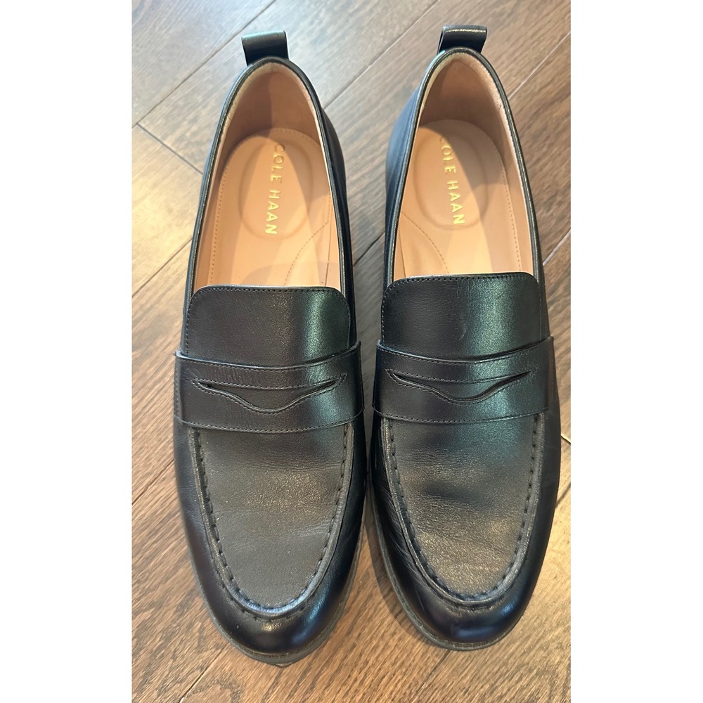 Cole Haan Lux Pinch Penny Loafers Black Leather W28188 Womens 9B